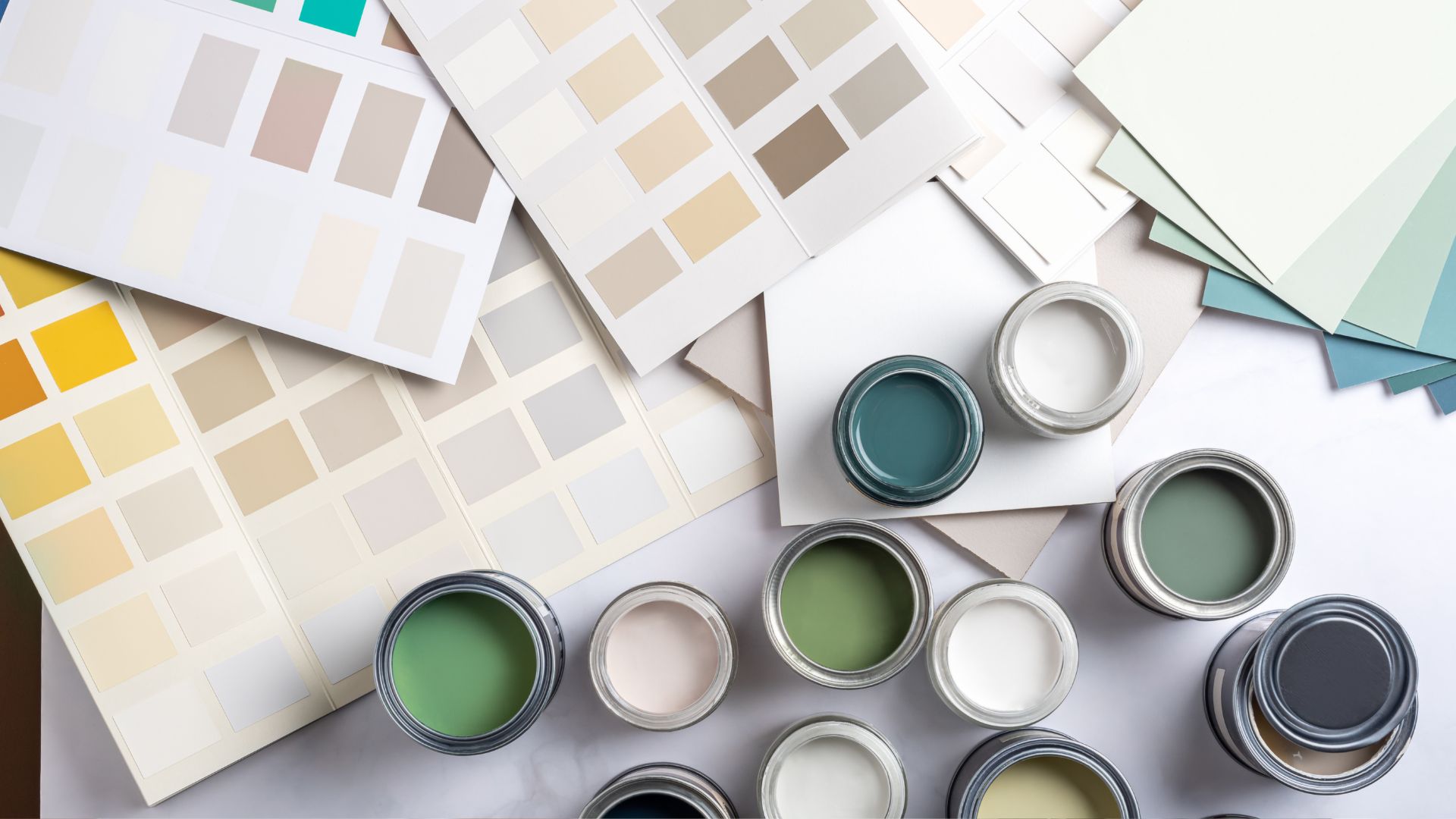 A variety of paint colors and samples of paint